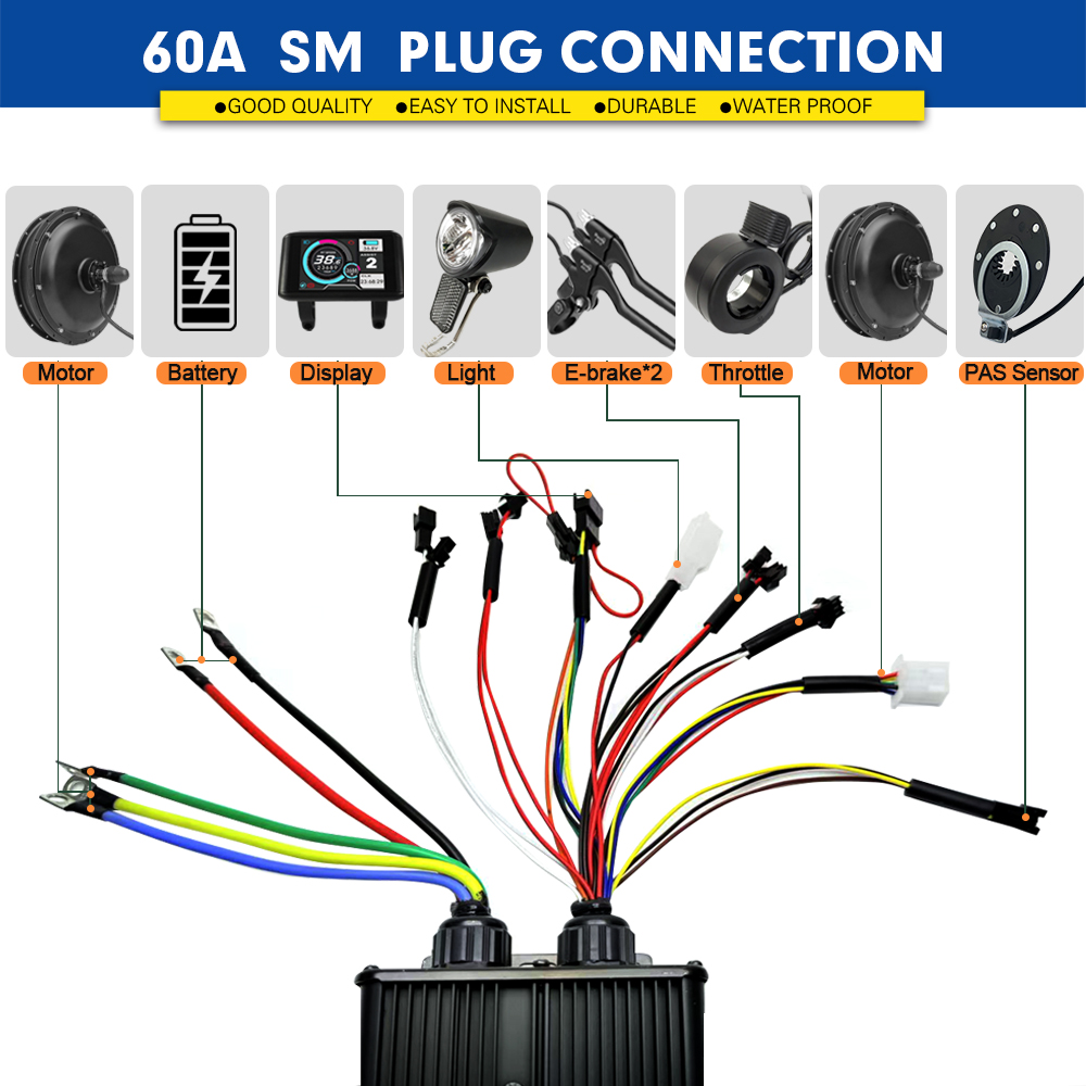 2000W-5000W 48V-72V E-Bike 3-m - Sine Wave Controller 48V 72V 80A 评论和价格