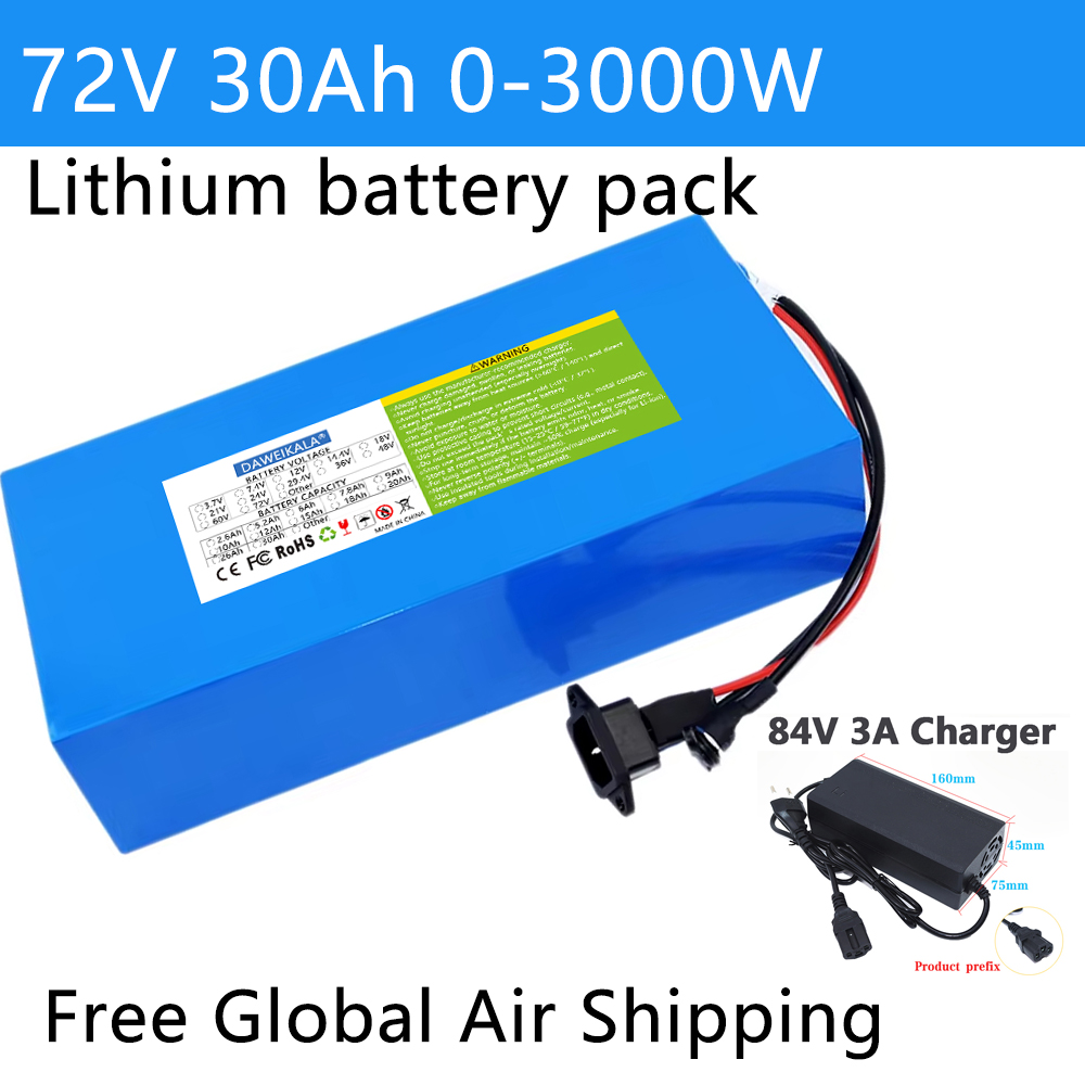 72V 12Ah-30Ah 18650 Battery pa - Electric Bicycle Battery 72V 30Ah 评论和价格